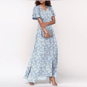 Floral Blue Maxi Dress - Size XL